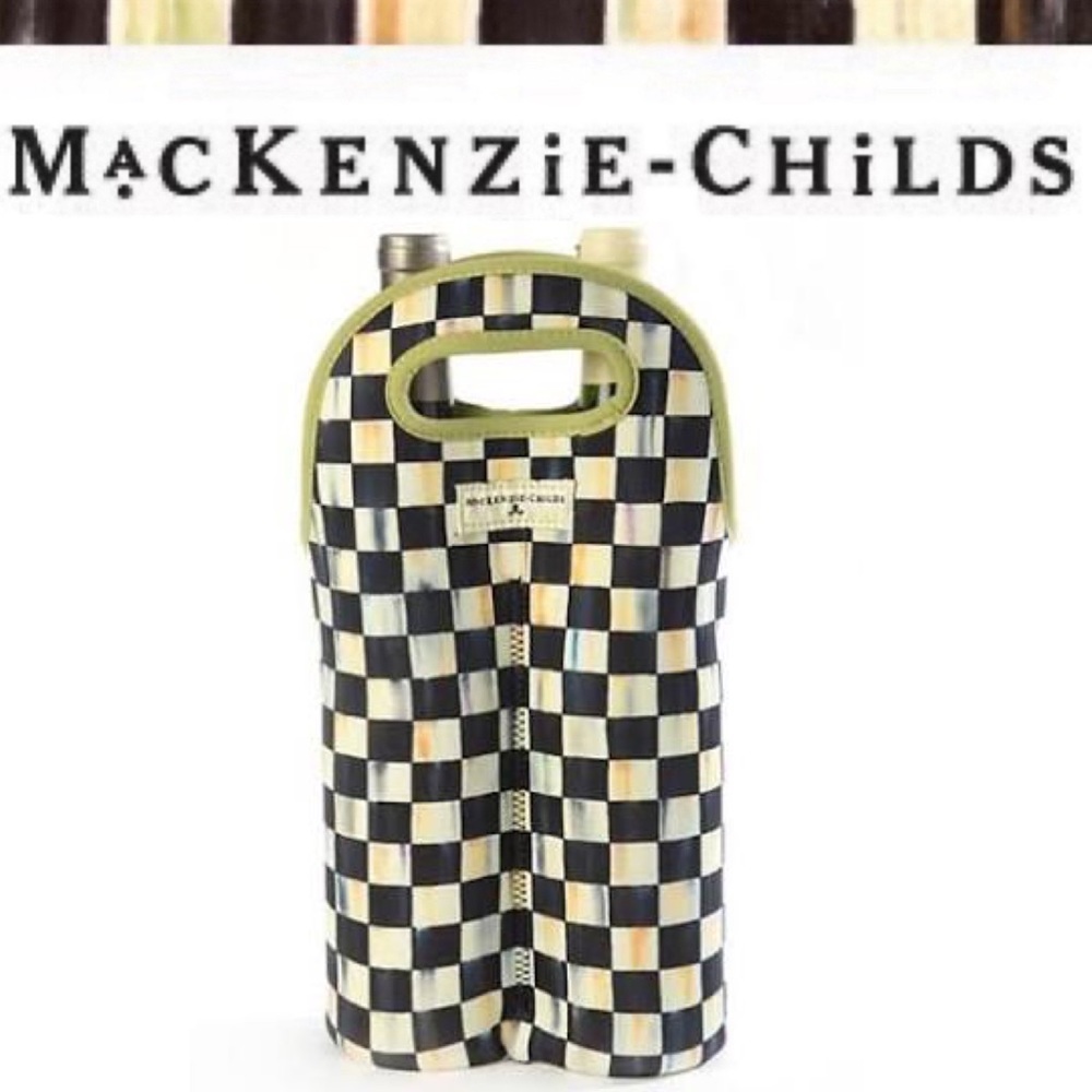 Mackenzie-Childs Courtly Check Double Wine Tote free shipping included NWT